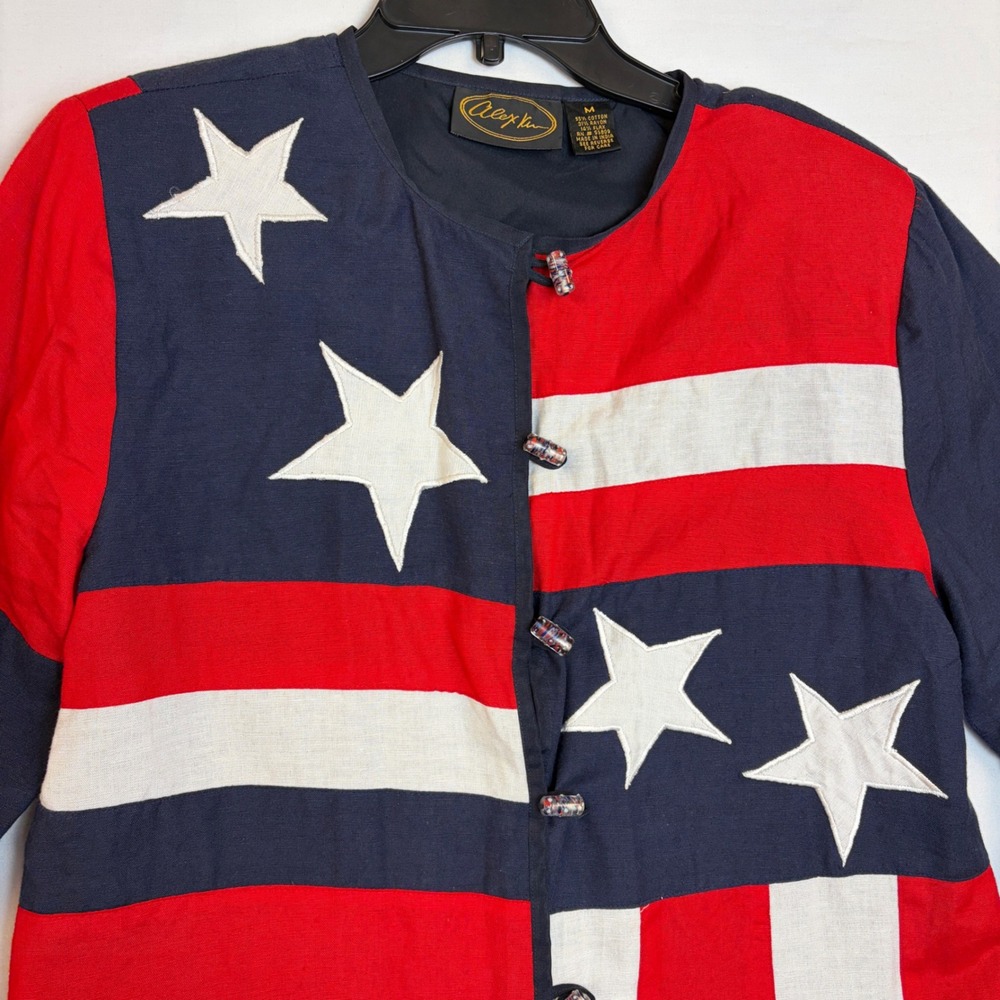 Alex Kim Vintage American Flag Stars and Stripes Patriotic Jacket Med. Festival - Picture 4 of 12